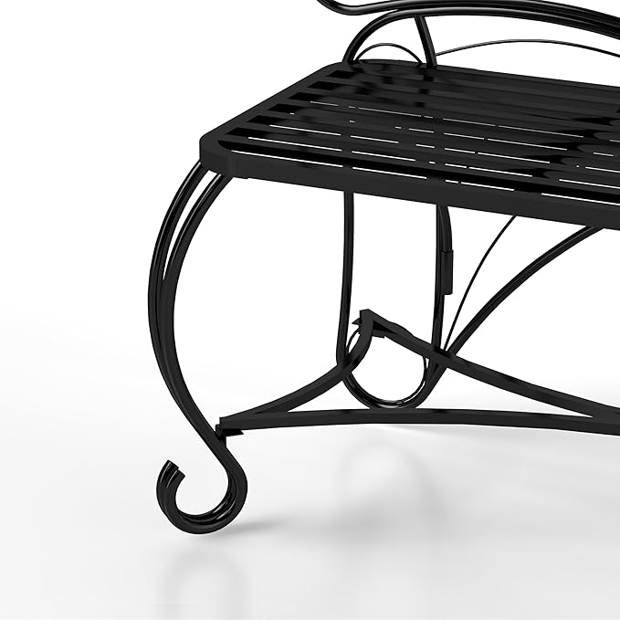 Butterfly Cast Metal Garden Bench Outdoor Bench for Patio Yard Park 2-Person Park Bench with Elegant Design All-Weather Cast Iron Outdoor Seating for Garden Entryway Black