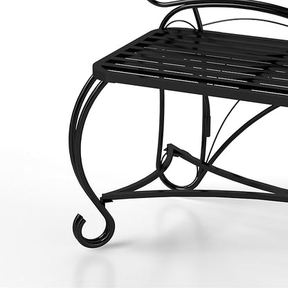Butterfly Cast Metal Garden Bench Outdoor Bench for Patio Yard Park 2-Person Park Bench with Elegant Design All-Weather Cast Iron Outdoor Seating for Garden Entryway Black
