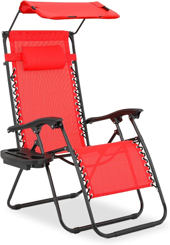 MoNiBloom Patio Zero Gravity Chair Outdoor Recliner Lounger with Canopy Shade and Foot Rest, Cup Holder, 330lbs Capacity - Photo 1