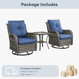 Belord Patio Wicker Chairs Swivel Rocker, Outdoor Patio Furniture Set with Rattan Side Table - Photo 7