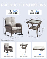 Outdoor Rocking Chairs Set of 2-Patio Table and Chairs Set Outdoor Conversation Furniture Sets for Deck Porch Garden - Photo 3