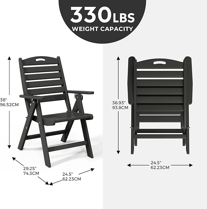 Costaelm Outdoor Adjustable Highback Folding Patio Dining Chair - Photo 3