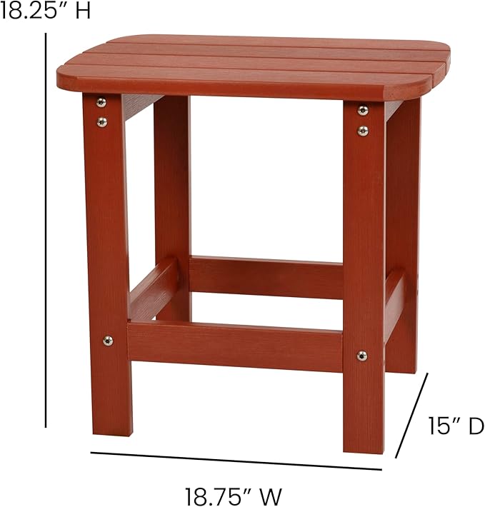 Flash Furniture Charlestown Tiered Commercial Poly Resin Adirondack Side Table - Red - All-Weather - Indoor/Outdoor