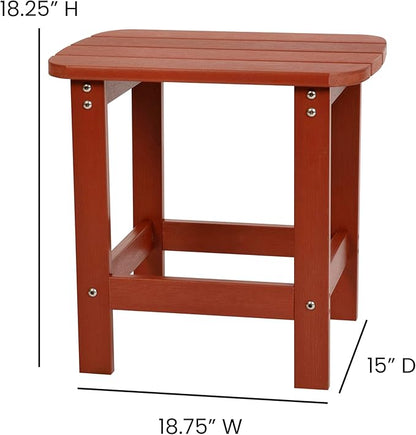 Flash Furniture Charlestown Tiered Commercial Poly Resin Adirondack Side Table - Red - All-Weather - Indoor/Outdoor