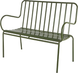 Deco 79 Metal Patio Outdoor Bench Slatted Patio Bench with Curved Armrests, Bench 44" x 22" x 36", Green - Photo 1