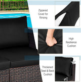 Tangkula 2 Seat Outdoor Wicker Loveseat Sofa Set, Modular PE Rattan 2 Pieces Outdoor Wicker Corner Sofa - Photo 7