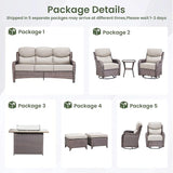 Luxury Patio Furniture Set with 6-inch Thick Cushion, Outdoor Furniture with Fire Pit Table, Swivel Chairs, Sofa - Photo 3