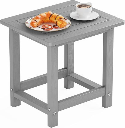 YEFU Outdoor Side Table for Patio: 16" HIPS Weather - Resistant Adirondack Tables - Waterproof Small Square End Tables for Backyard Pool Porch Balcony - Indoor Outdoor Durable Table Grey