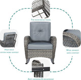 MEETWARM 3 Pieces Outdoor Wicker Rocking Chair Set - Photo 2