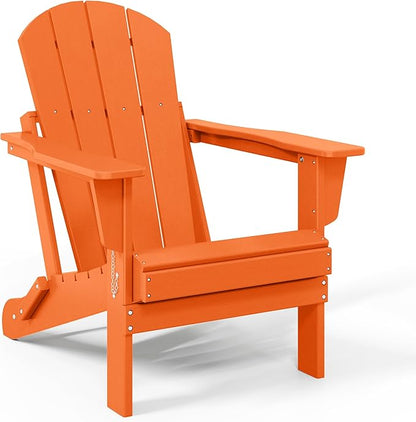 WestinTrends Malibu 2 Piece Set Outdoor Folding Poly Adirondack Chair, Orange