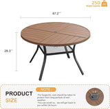 VICLLAX Round Patio Table with Adjustable Umbrella Hole for 6, All Weather Metal Outdoor Dining Table for Lawn Garden - Photo 3