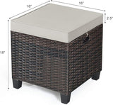 Tangkula 2 Pieces Outdoor Patio Ottoman, All Weather Rattan Wicker Ottoman Seat, Patio Rattan Furniture - Photo 3