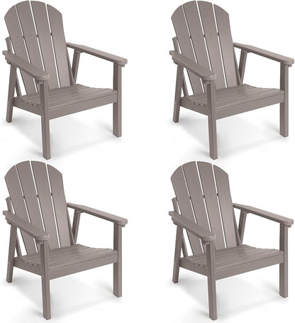 Adirondack Chair Set of 4, HDPE All Weather Adirondack Chairs, Fire Pit Chairs, Patio Chairs, Lawn Chairs. Perfect for Porch, Patio, Poolside, Deck.