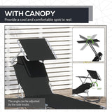 Outsunny Outdoor Lounge Chair, Adjustable Folding Chaise Lounge, Tanning Chair with Sun Shade for Beach, Camping, Hiking - Photo 6