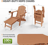 VINGLI Back-Adjustable Plastic Folding Adirondack Chairs with Retractable Footrest & 2-in-1 Cup Holders - Photo 3