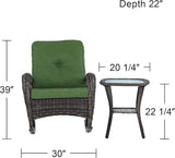Teal Island Designs Madden 3-Piece Rattan Outdoor Green Rocking Chair Set with Occasional Table - Photo 4