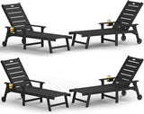 YEFU Lounge Chair Outdoor Set of 4: Outdoor Chaise Lounge with 5-Level Adjustable Backrest, Cup Holders & Wheels - Photo 1