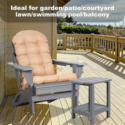Adirondack Outdoor Side Table, 16.5” HDPE Small Patio Table with Storage Shelf, Weather Resistant End Table for Porch, Pool & Yard (Grey)