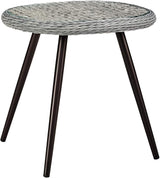 Modway Endeavor Wicker Rattan Aluminum Glass Outdoor Patio Side End Table in Gray - Photo 1