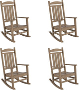 WestinTrends Malibu Malibu Outdoor Patio Poly Classic Porch Rocking Chair (Set of 4), Weathered Wood - Photo 1