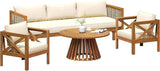 Merax Outdoor 4-Piece Acacia Wood Conversation Set - Patio 3-Seat Loveseat Sofa w/Coushion - Photo 3