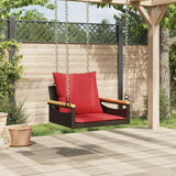 Brown PE Rattan Patio Swing Bench with Cushions, UV-Resistant and Water-Repellent Materials - Photo 4