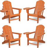 FOOWIN Folding Adirondack Chair Set of 4, HDPE Adirondack Chairs with Cup Holder - Photo 1