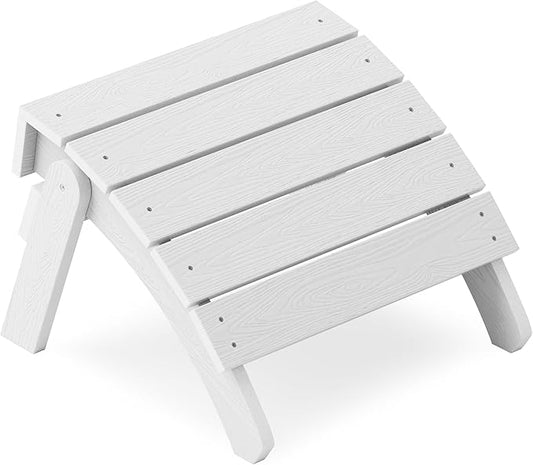 YEFU Adirondack Ottoman, Patio Foot Rest, Adirondack Foot Rest, Folding Adirondack Footstool, Weather Resistant for Adirondack Chair, Widely Used for Outdoor, Porch, Backyard, Garden, Fire Pits-White