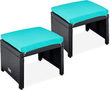 Best Choice Products Set of 2 Wicker Ottomans, Multipurpose Outdoor Furniture for Patio, Backyard, Additional Seating - Photo 1