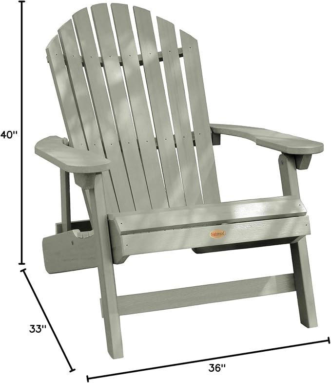 Highwood Hamilton Folding and Reclining King Size Adirondack Chair, Eucalyptus