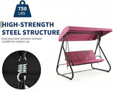 3-Seat Outdoor Convertible Swing Glider with Adjustable Canopy, 2-in-1 Bench to Flat Bed, Removable Cushions - Photo 3