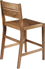 Teal Island Designs Nova Natural Acacia Wood Outdoor Bar Stools Set of 2 Brown 24" High Farmhouse Rustic Plank Seat - Photo 5