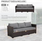 Valita Patio Furniture 3-seat Sofa Brown Wicker Outdoor Furniture Outdoor Couch Deep Seat High Backrest Waterproof - Photo 3