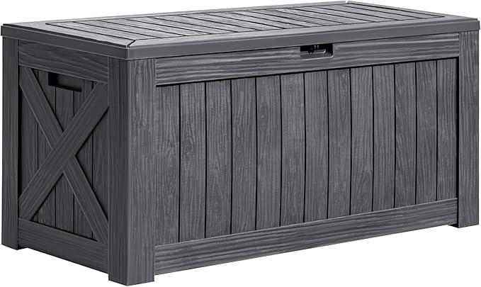 Greesum 120 Gallon Deck Box, Resin Outdoor Storage Container for Patio Furniture, Garden Tools, Pool Accessories - Photo 1