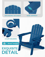 Adirondack Chairs Set of 2, Wood Texture Fire Pit Chairs, Plastic Adirondack Chairs with 2 Cup Holder - Photo 6