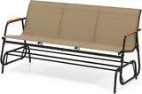 LDAILY Outdoor Glider, 2/3-Person Gliding Bench with Heavy-Duty Metal Frame & Teak Wood Armrests - Photo 1