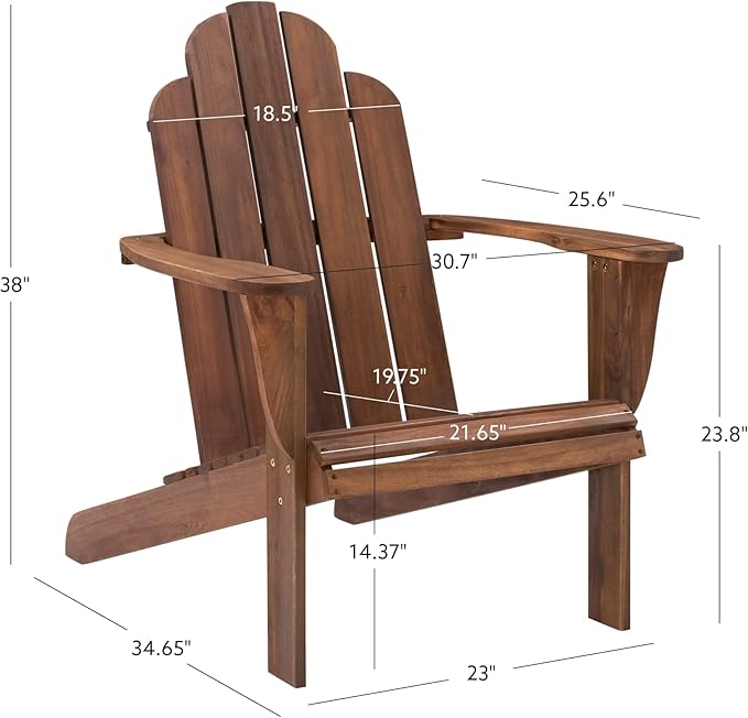 Linon Home Dcor Home Decor Teak Wood Stock Chair, 30.4" wx37.6 dx37.8 h, Stain - Photo 3