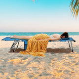 Goplus Tanning Chair, Folding Outdoor Beach Lounge Chair with Face & Arm Hole, Carrying Strap, Pillow, Side Pocket - Photo 8