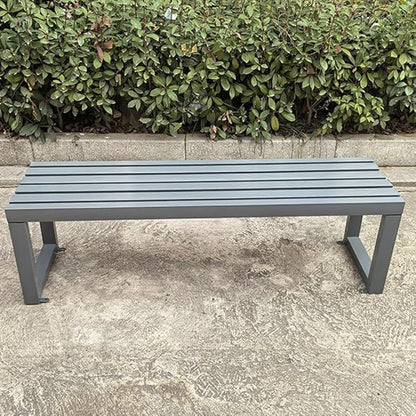 Outdoor Garden Bench Metal Park Seat Weatherproof 3-Person Deck Furniture Backless Furniture Seating for Front Porch,Lawn,Path,Yard(Gray,71 Inch)