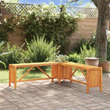 Solid Acacia Wood Garden Corner Bench with Planter Box Brown Crescent 46.1x46.1x15.7in Outdoor Furniture for Patio - Photo 1