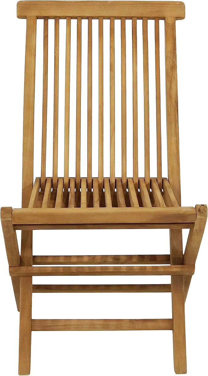Sunnydaze Hyannis Solid Teak Outdoor Folding Dining Chairs - Light Wood Stain Finish - 1 Chair