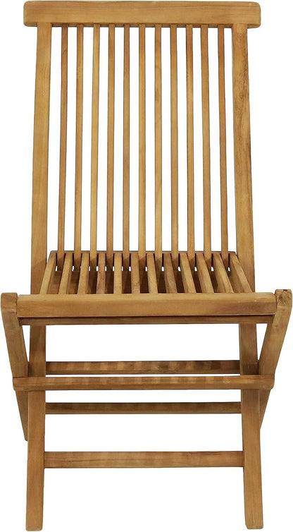 Sunnydaze Hyannis Solid Teak Outdoor Folding Dining Chairs - Light Wood Stain Finish - 1 Chair