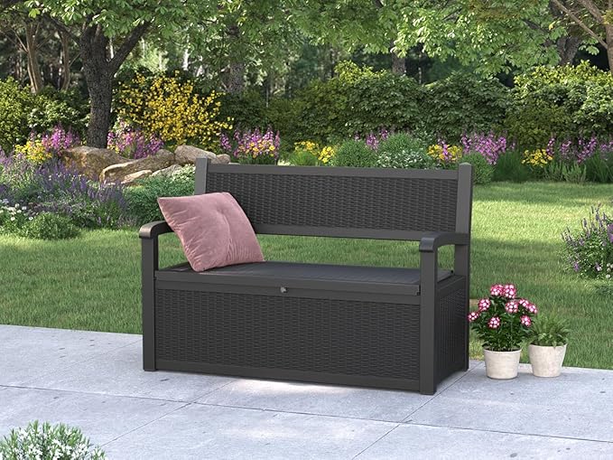 LHBcraft 70 Gallon Deck Bench with Storage, Outdoor Storage Box Bench Waterproof&Lockable - Photo 6