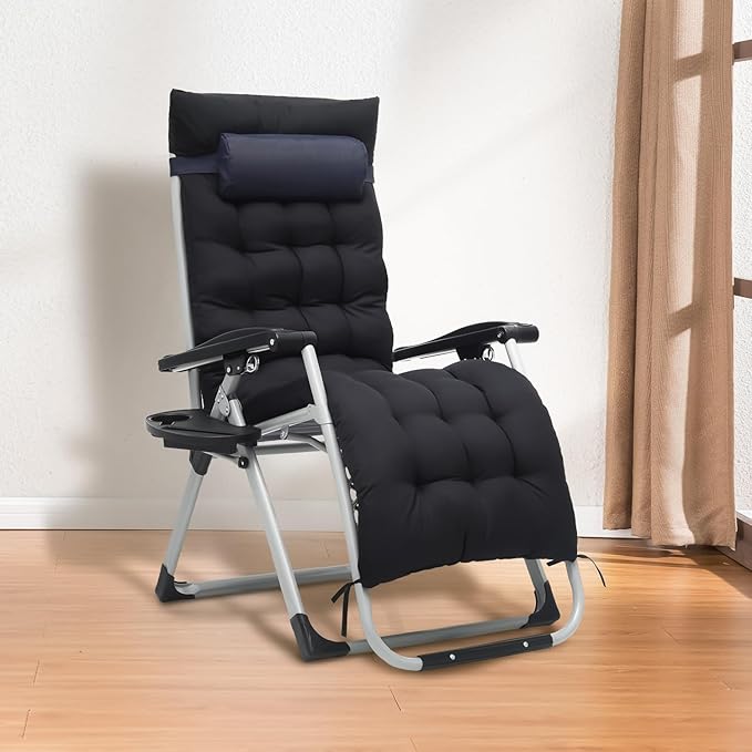 Athena Collection 3 in 1 Patio Lounge Chair Foldable Camping Chair with Headrest Chaise Lounge Nap Chair with Removable - Photo 5