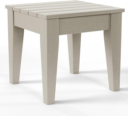 Costaelm Small Outdoor Side Table, Patio End Table Weather Resistant Outdoor Coffee Table, Square Conversation Table for Indoor, Porch, Balcony, Garden, Poolside, Deck, Sand