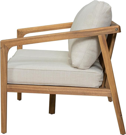 Christopher Knight Home Westin Acacia Wood Patio Loveseat Sofa with Cushion, Outdoor 2-Seater Sofa with Removable Cushions, Patio Furniture Sofa for 2, Teak+Beige