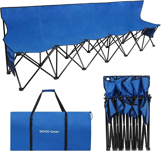 G GOOD GAIN Portable Soccer Bench - Team Bench Soccer 6 Seats with Bag, Sideline Folding Bench - Photo 1