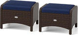 RELAX4LIFE Wicker Outdoor Ottomans for Patio - Set of 2 Rattan Footstools w/Removable Cushions - Photo 1