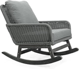 Outdoor Wooden Rocking Chair, Patio Rocking Chair with Soft Cushions & Wood Leg - Photo 4