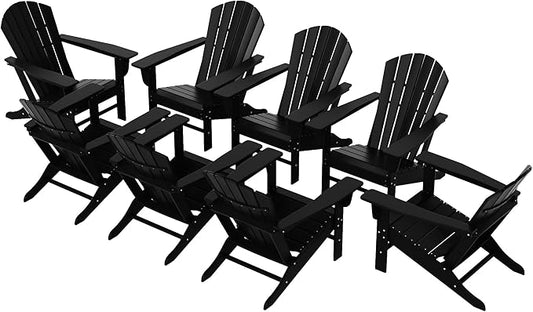 WestinTrends Dylan Outdoor Adirondack Chair (Set of 8), Black